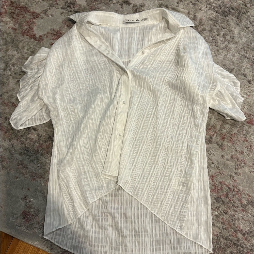 Alice + Olivia White Striped Blouse